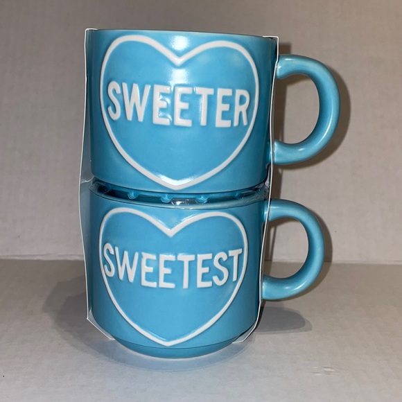 “Sweeter” + “Sweetest” stackable mugs (Set of 2). NIB - Picture 1 of 3